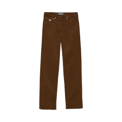 PRADA Women's Wide-Legged Corduroy Pants "Camel"