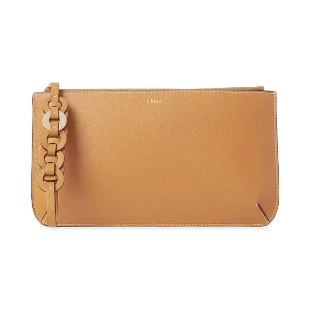 Chloe Small Darryl Pouch In Grained & Shiny Calfskin "Brown"