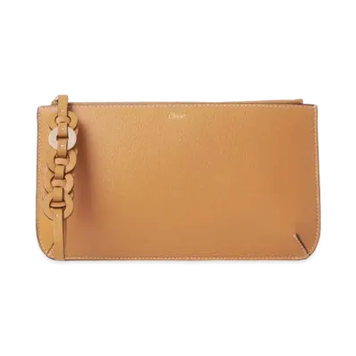 Chloe Small Darryl Pouch In Grained & Shiny Calfskin "Brown"