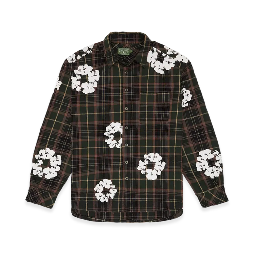 DENIM TEARS Cotton Wreath Flannel Shirt "Green Plaid"