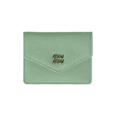 MIU MIU Leather Card Case "Aquamarine"
