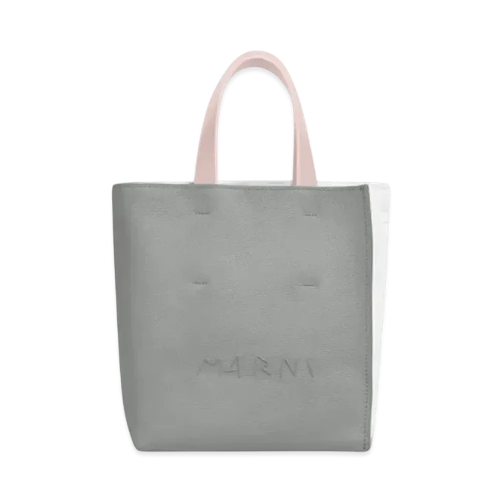 Marni Museo Soft Mini Bag in Leather with Marni Symbol Embroider "Storm/Lily White"