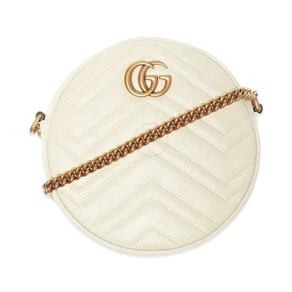 GUCCI GG Marmont Mini Round Shoulder Bag "White"