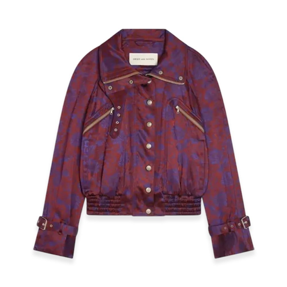 DRIES VAN NOTEN Women's Jacquard Bomber "Burgundy"