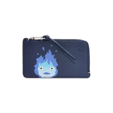 LOEWE x Howl's Moving Castle Calcifer Coin Cardholder In Classic Calfskin "Marine"
