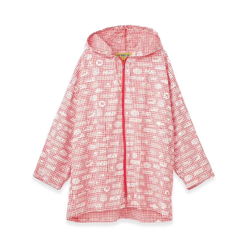 HYSTERIC GLAMOUR Women's HG Racing Pattern Gingham Check Hooded Blouson "Other Pink"