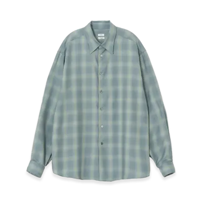 YOKE Tencell Ombre Plaid Regullar Collor Shirt "Green"