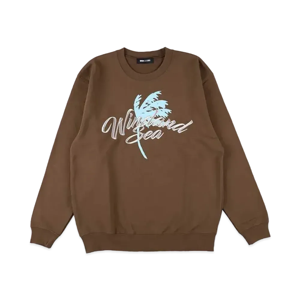 WIND AND SEA Palm Tree Logo Crewneck Sweat "Brown"