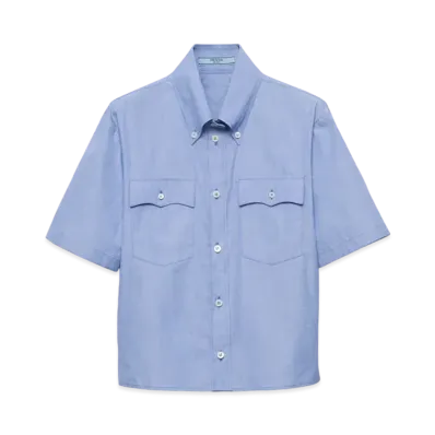 PRADA Women's Fil-a-fil Cotton Shirt "Blue"