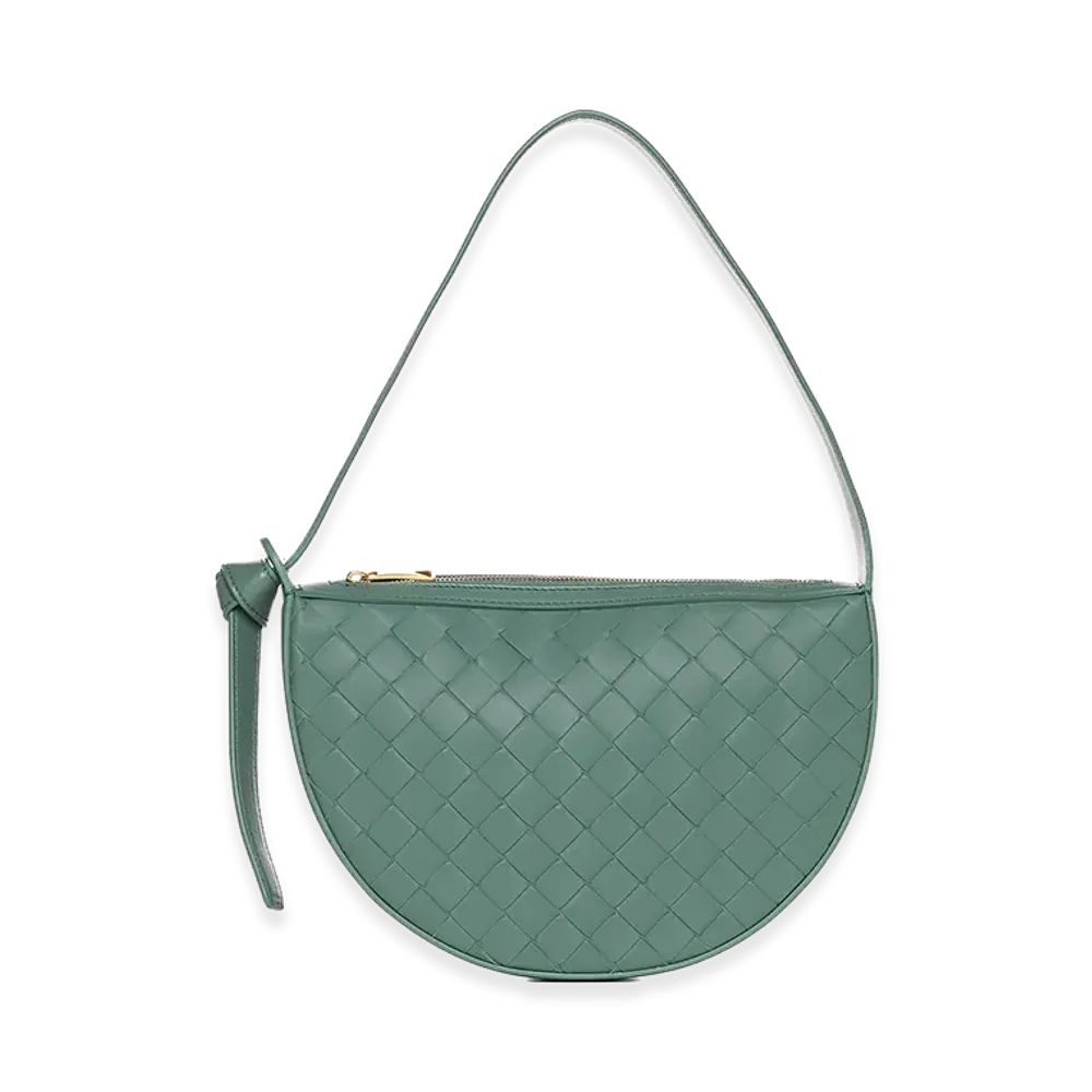 Bottega Veneta Women's Leather Mini Sunrise Shoulder Bag "Sage Green"