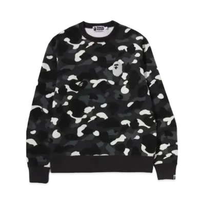 A BATHING APE Large Ape Head Crewneck "Black"
