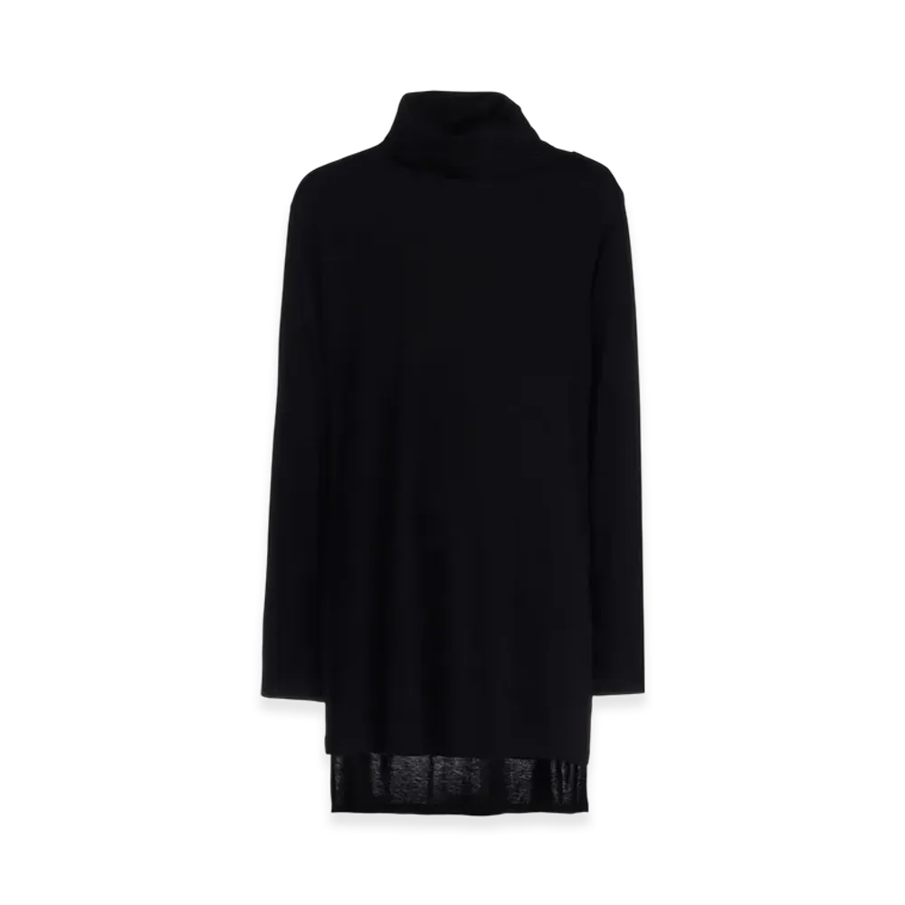S'YTE Rayon Jersey High Neck Long-Sleeved T-Shirt "Black"