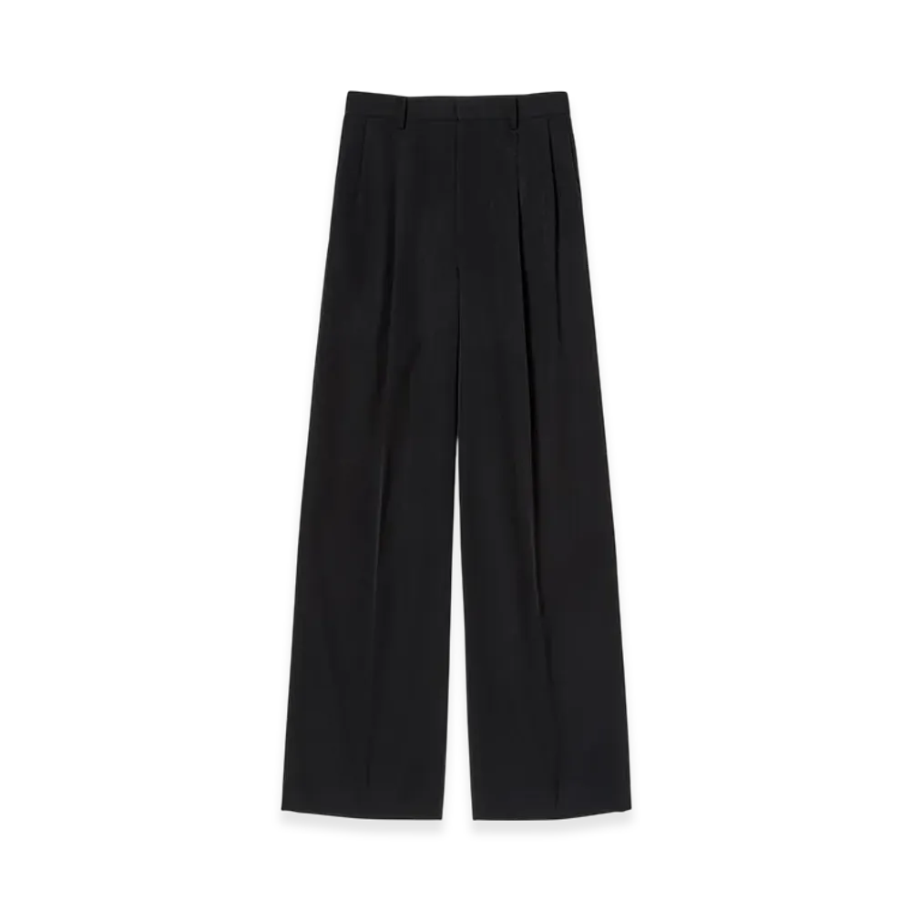 AURALEE Women's Light Wool Max Gabardine Two Tuck Slacks "Top Black"