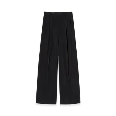 AURALEE Women's Light Wool Max Gabardine Two Tuck Slacks "Top Black"