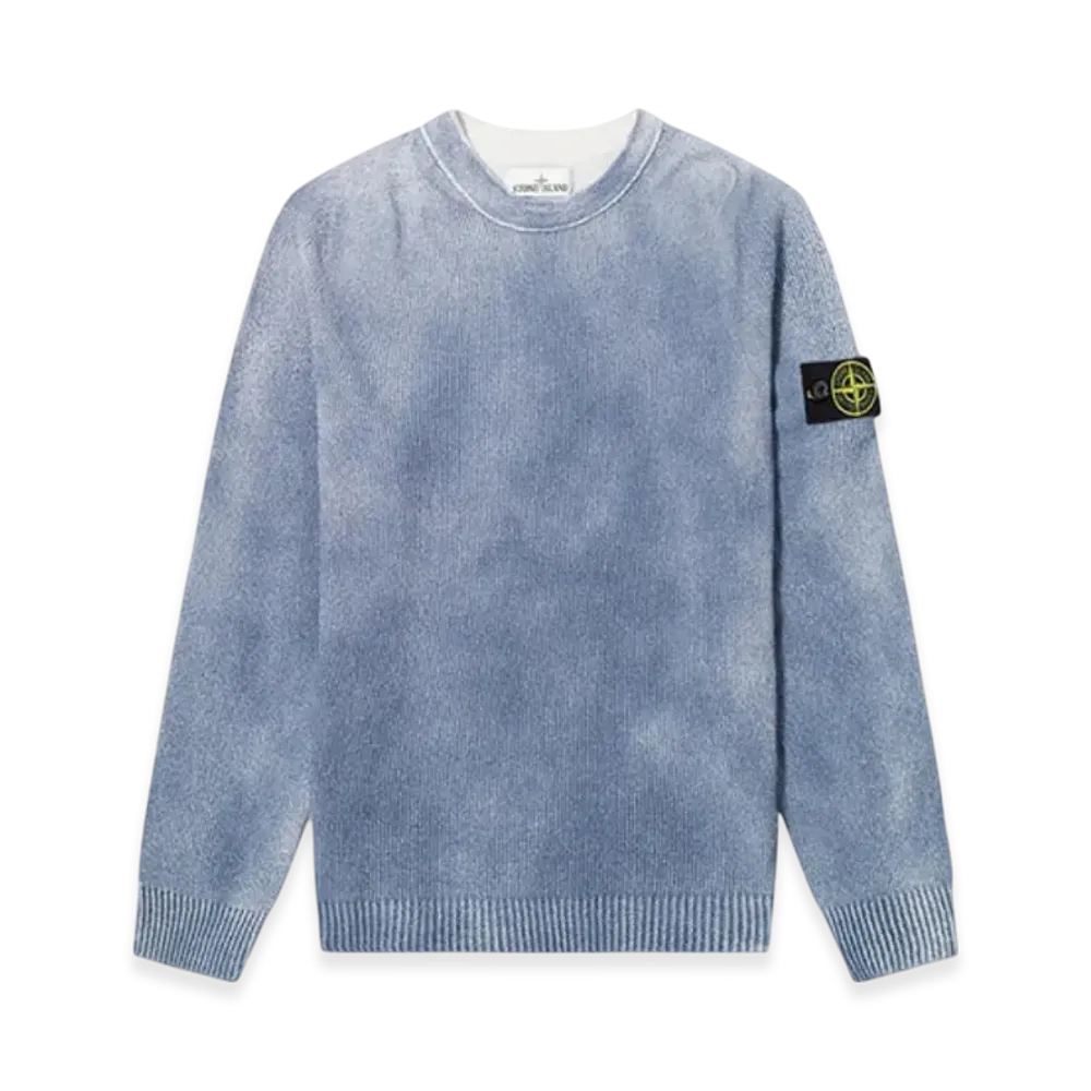 Stone Island 543B7 Hand Sprayed Treatment Crewneck Knit - 20SS "Marine Blue"
