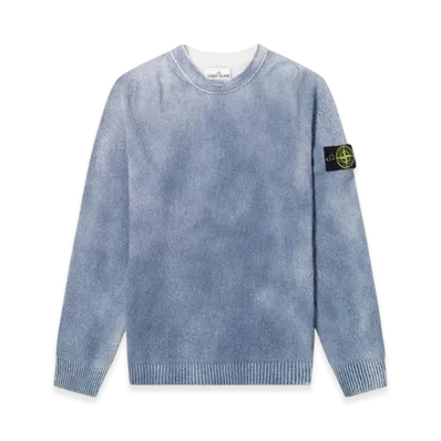 Stone Island 543B7 Hand Sprayed Treatment Crewneck Knit - 20SS "Marine Blue"