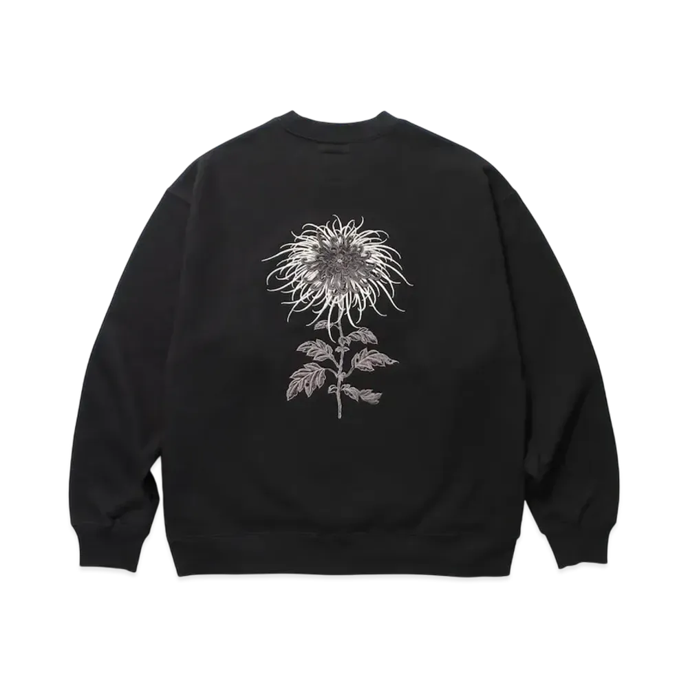 APHRODITEGANG Gakkin x Budspool Japanese Chrysanthemum Crew Neck Sweat Shirt "Black"