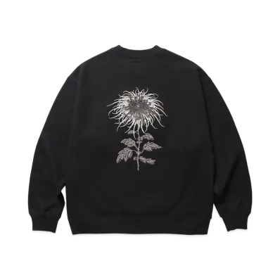 APHRODITEGANG Gakkin x Budspool Japanese Chrysanthemum Crew Neck Sweat Shirt "Black"