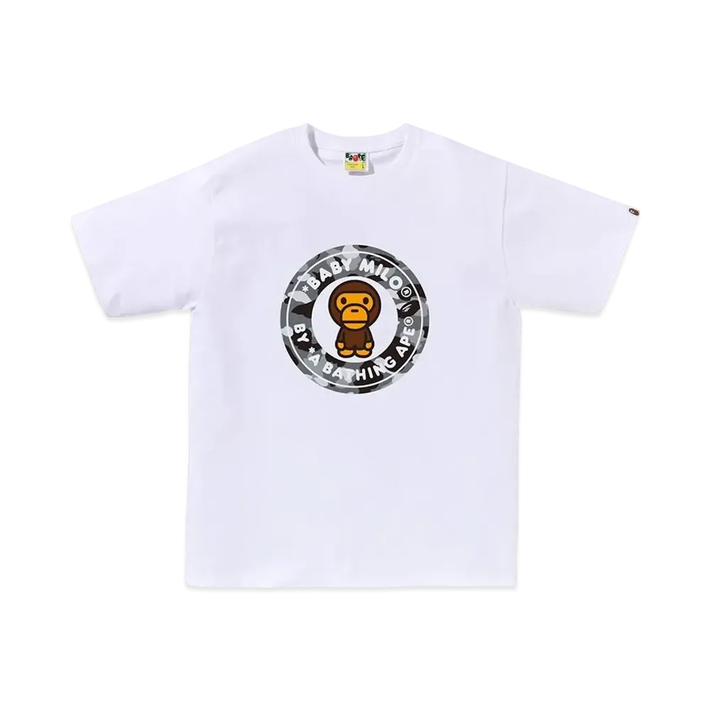A BATHING APE 1St Camo Milo Busy Works Tee "White/Gray"