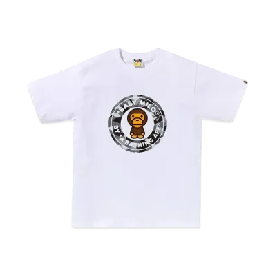 A BATHING APE 1St Camo Milo Busy Works Tee "White/Gray"