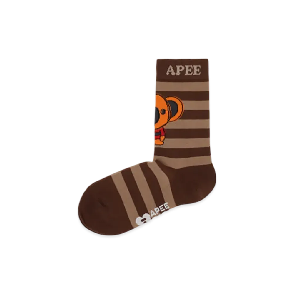 A BATHING APE APEE Baby Core Jacquard Stripe Socks "Brown"