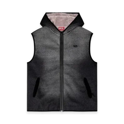 Diesel S-Haky Hooded Vest In Denim-Effect Jacquard "Black"