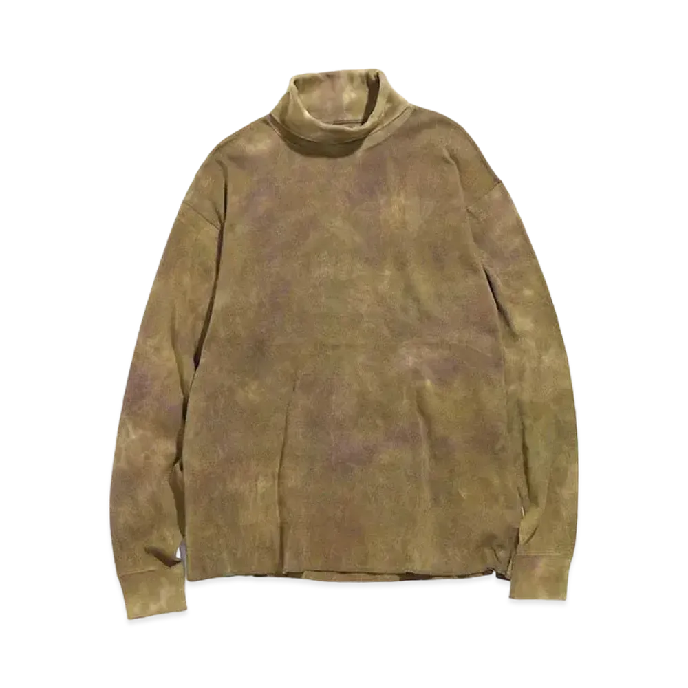 Needles L/S TURTLE NECK TEE - COTTON THERMAL / UNEVEN DYE "Olive"