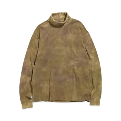 Needles L/S TURTLE NECK TEE - COTTON THERMAL / UNEVEN DYE "Olive"