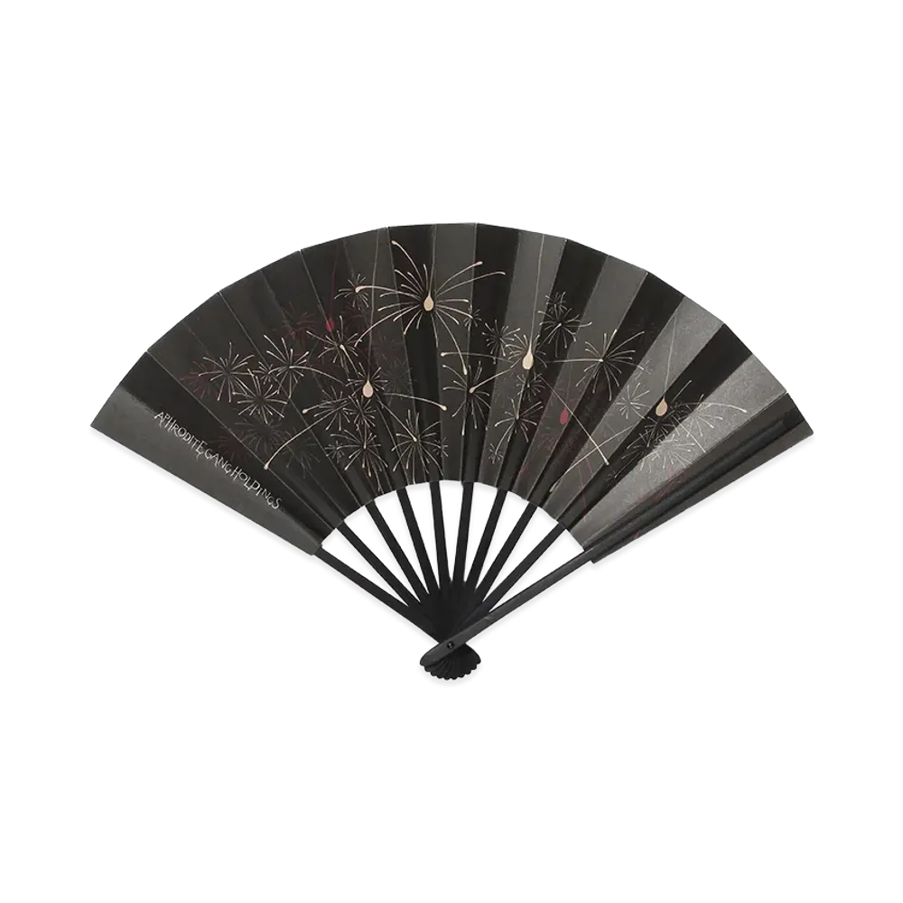 APHRODITEGANG GAKKIN x BUDSPOOL Tsubomibi Folding Fan "Black"