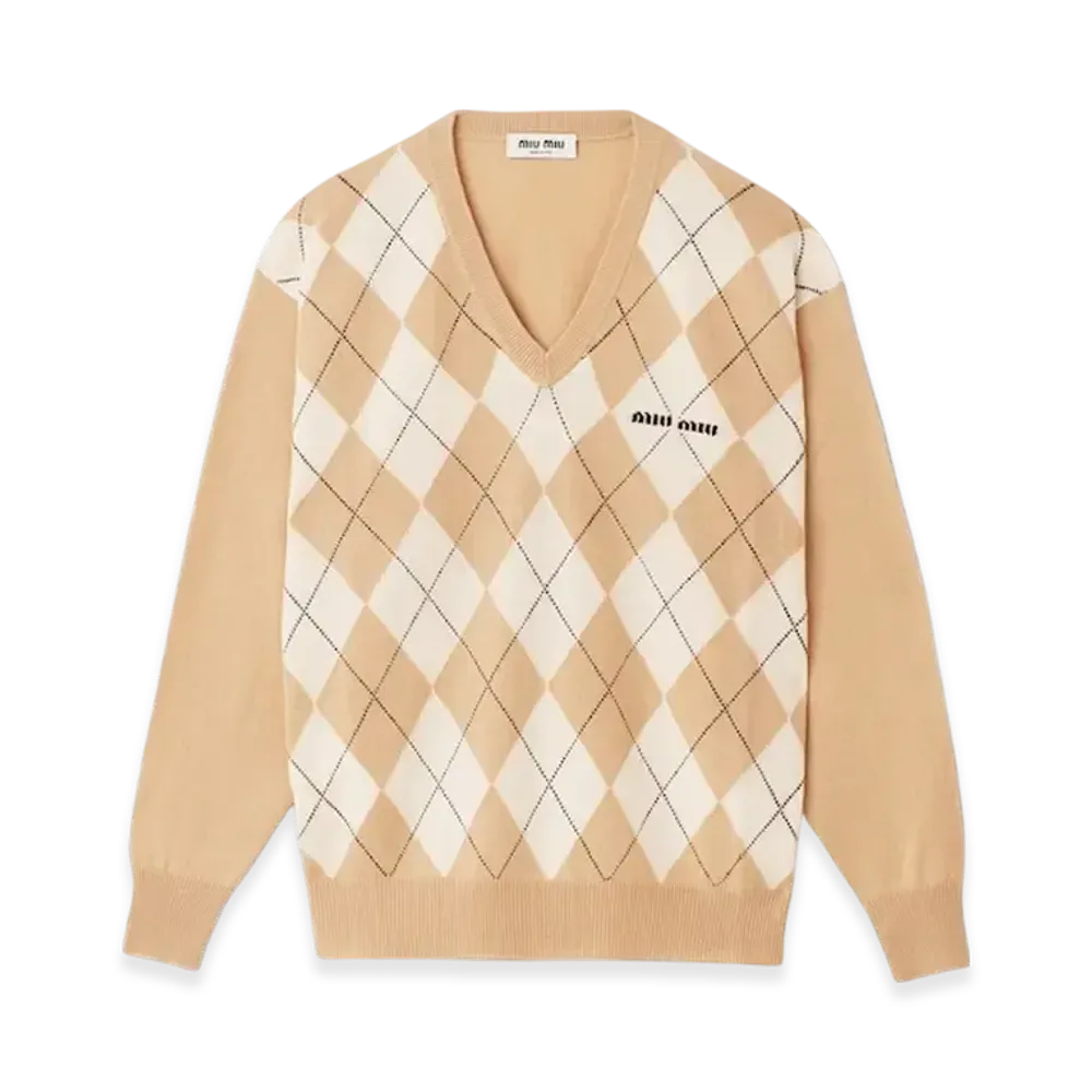 MIU MIU Women's Cashmere Sweater "Camel Brown"