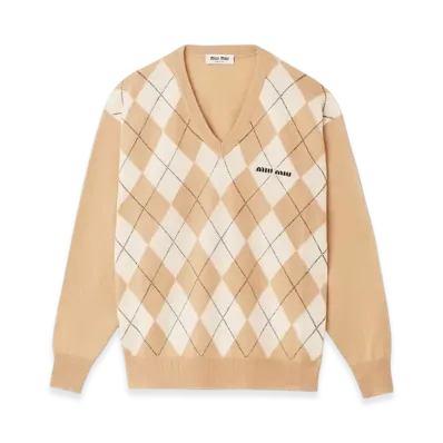 MIU MIU Women's Cashmere Sweater "Camel Brown"