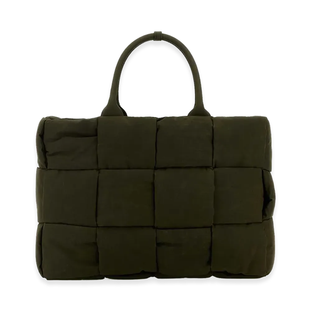 Bottega Veneta Canvas Large Arco Padded Shopping Bag "Olive Green"