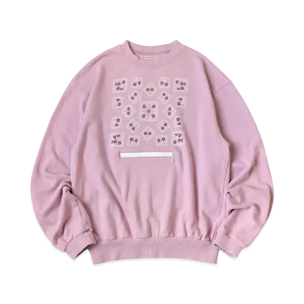 KAPITAL 30/- Fleece Cookie Pocket Crew Sweat "Pink"