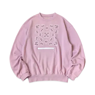 KAPITAL 30/- Fleece Cookie Pocket Crew Sweat "Pink"