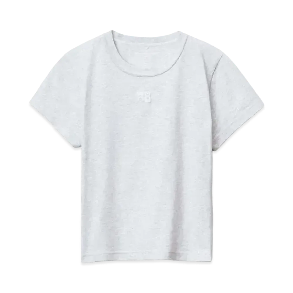 Alexander Wang Cotton Jersey Logo Shrunken T-shirt "Light Heather Gray"
