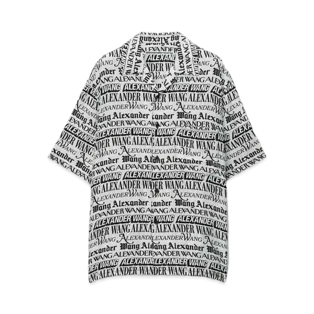 Alexander Wang Newspaper Print Camp Shirt "White/Black"