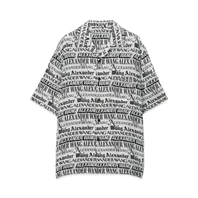 Alexander Wang Newspaper Print Camp Shirt "White/Black"