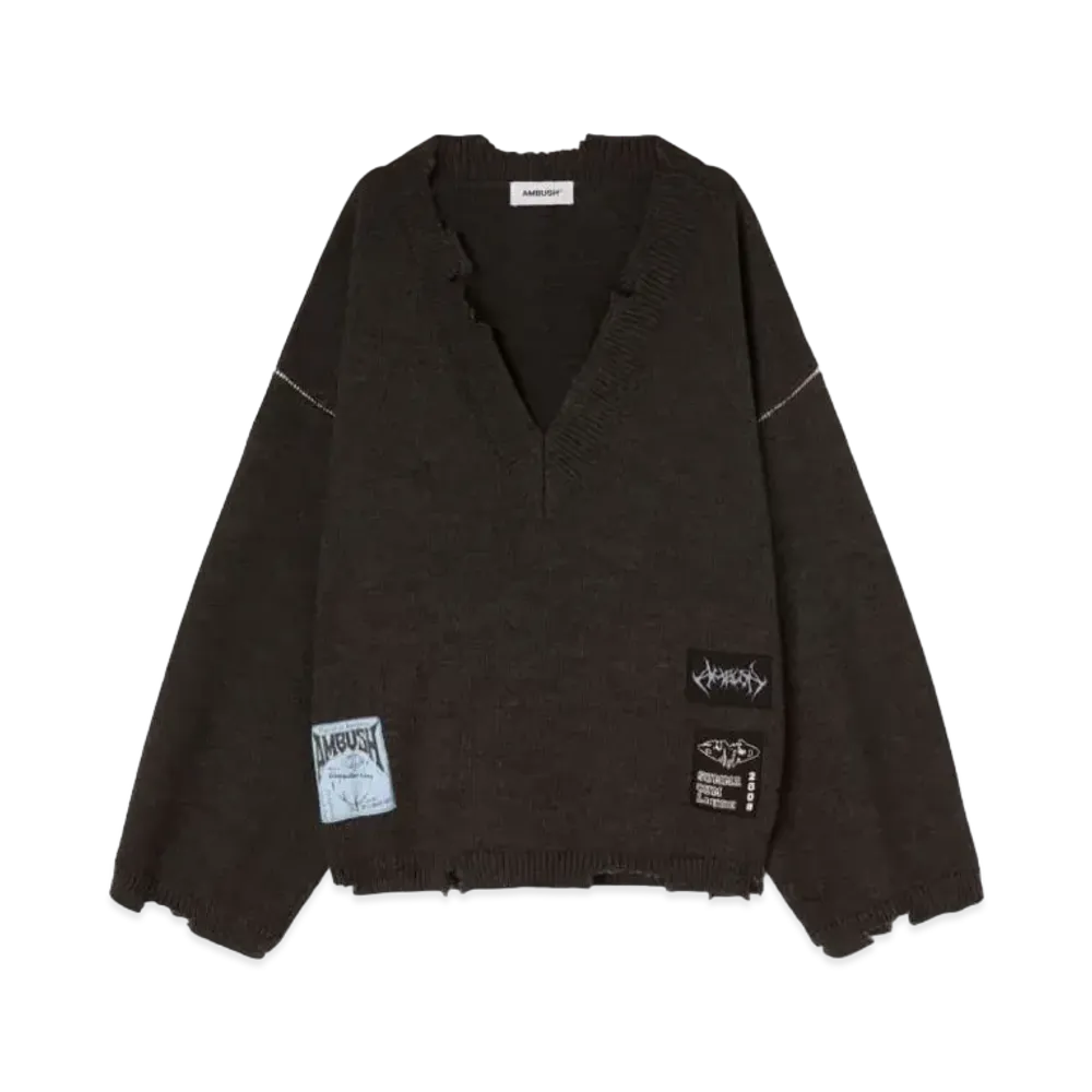 AMBUSH Felted Knit V-Neck "Medium Grey"