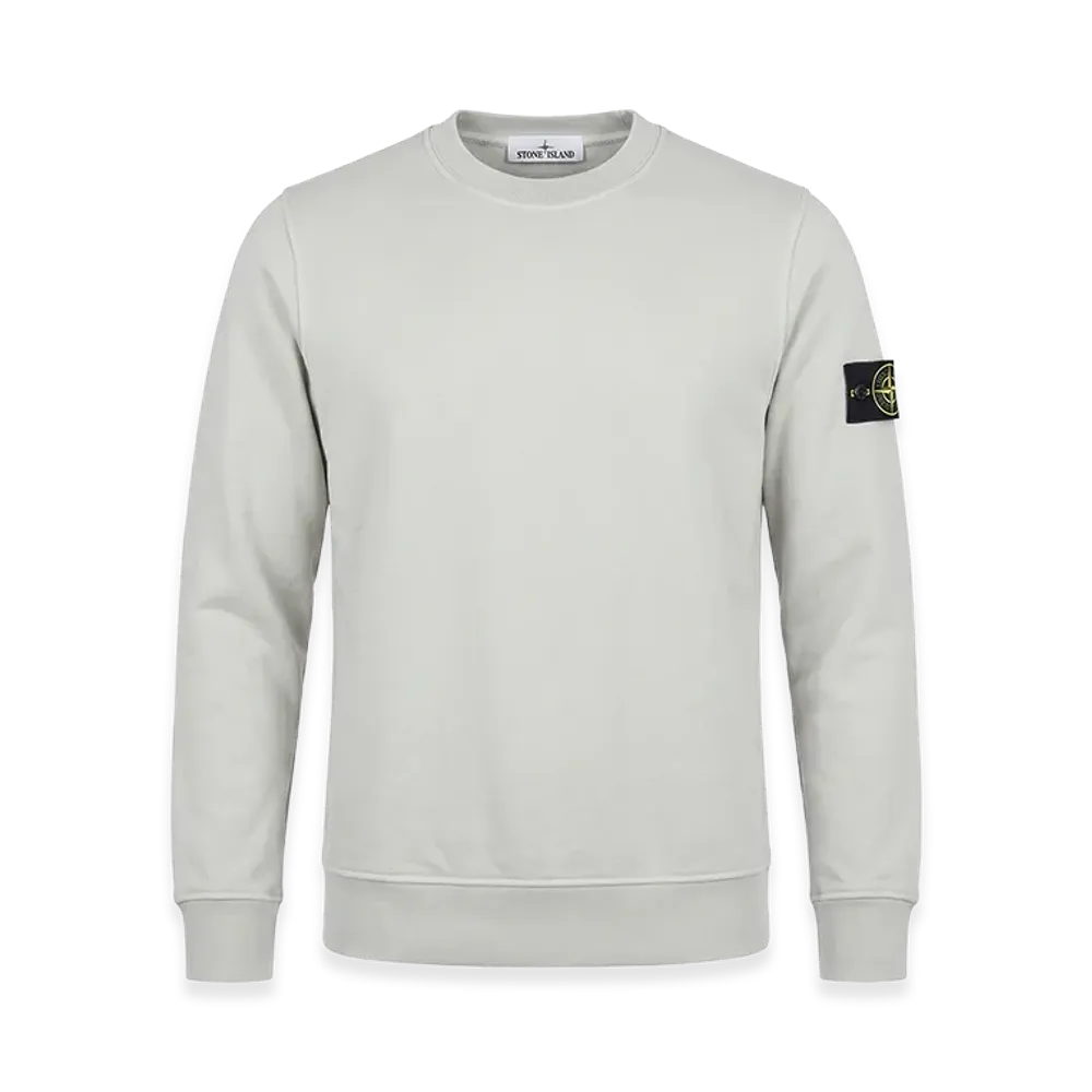 Stone Island Regular Fit Medium-Weight Cotton Crewneck Sweatshirt With Raglan Sleeves "Light Grey"