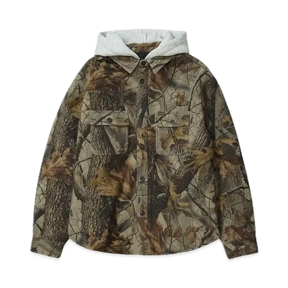Supreme Quilted Lined Hooded Flannel Shirt "Fallen Leaves"