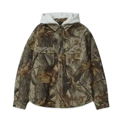 Supreme Quilted Lined Hooded Flannel Shirt "Fallen Leaves"