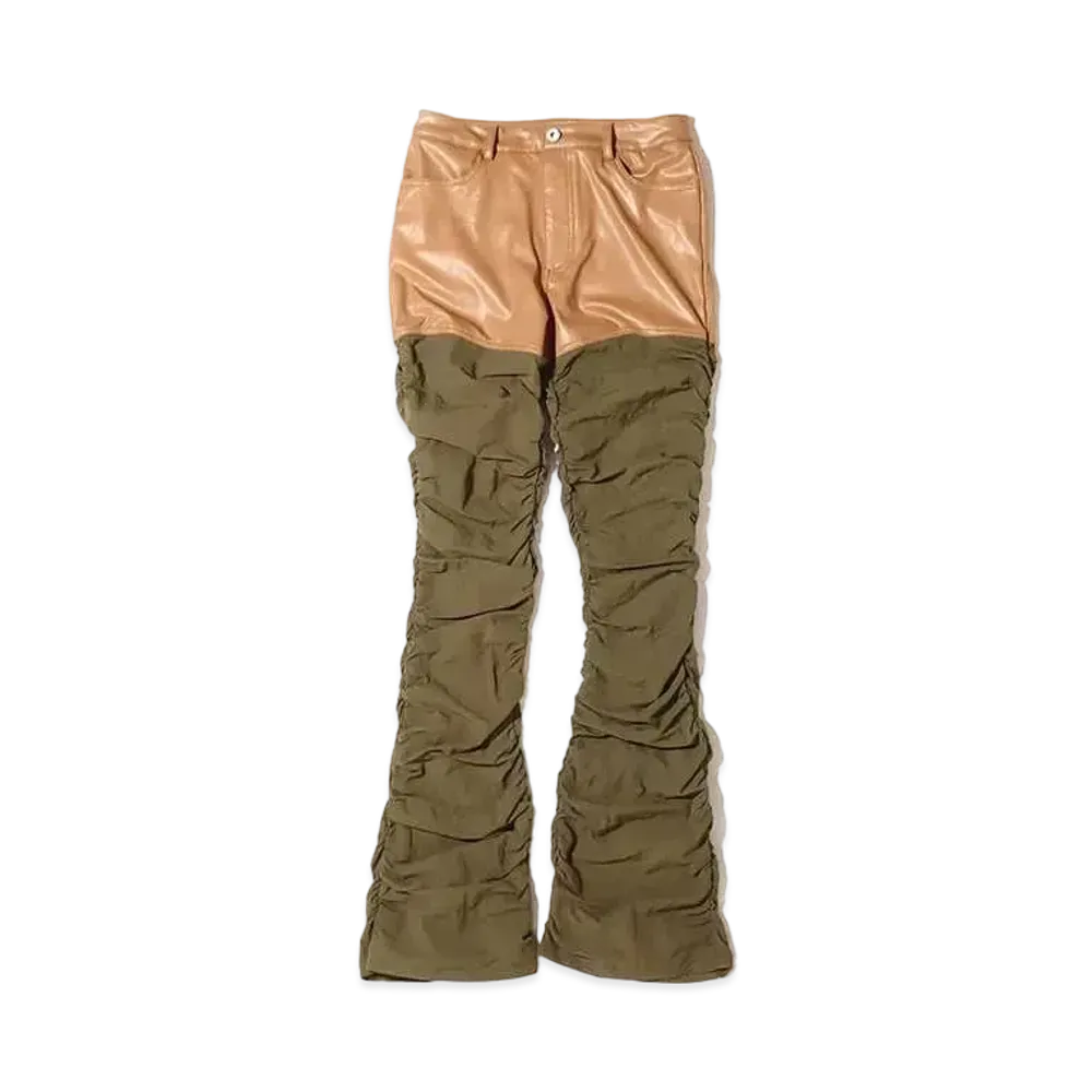atmos pink Different Material Docking Flare Pants "Brown"