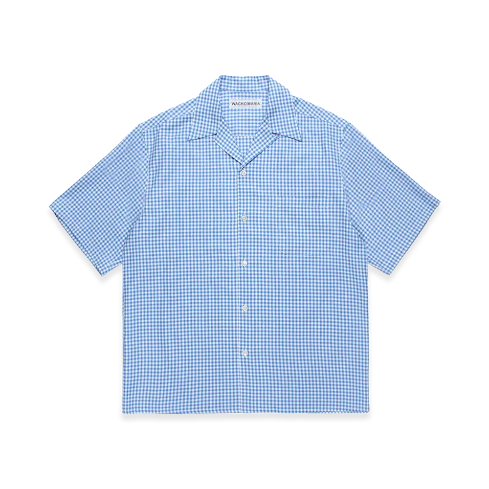 WACKO MARIA x Soktas Gingham Check Open Collar Shirt "Blue"