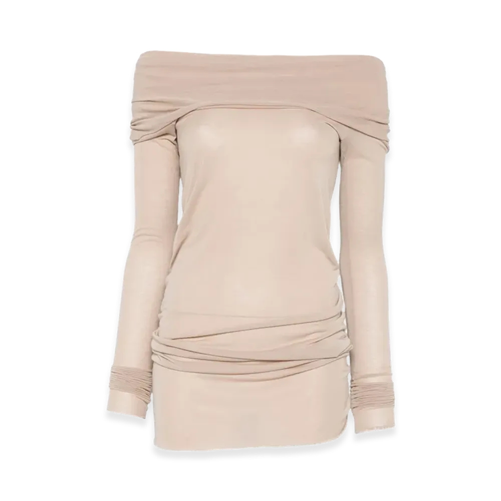 Rick Owens Women's Draped Off-Shoulder Top
"Beige"