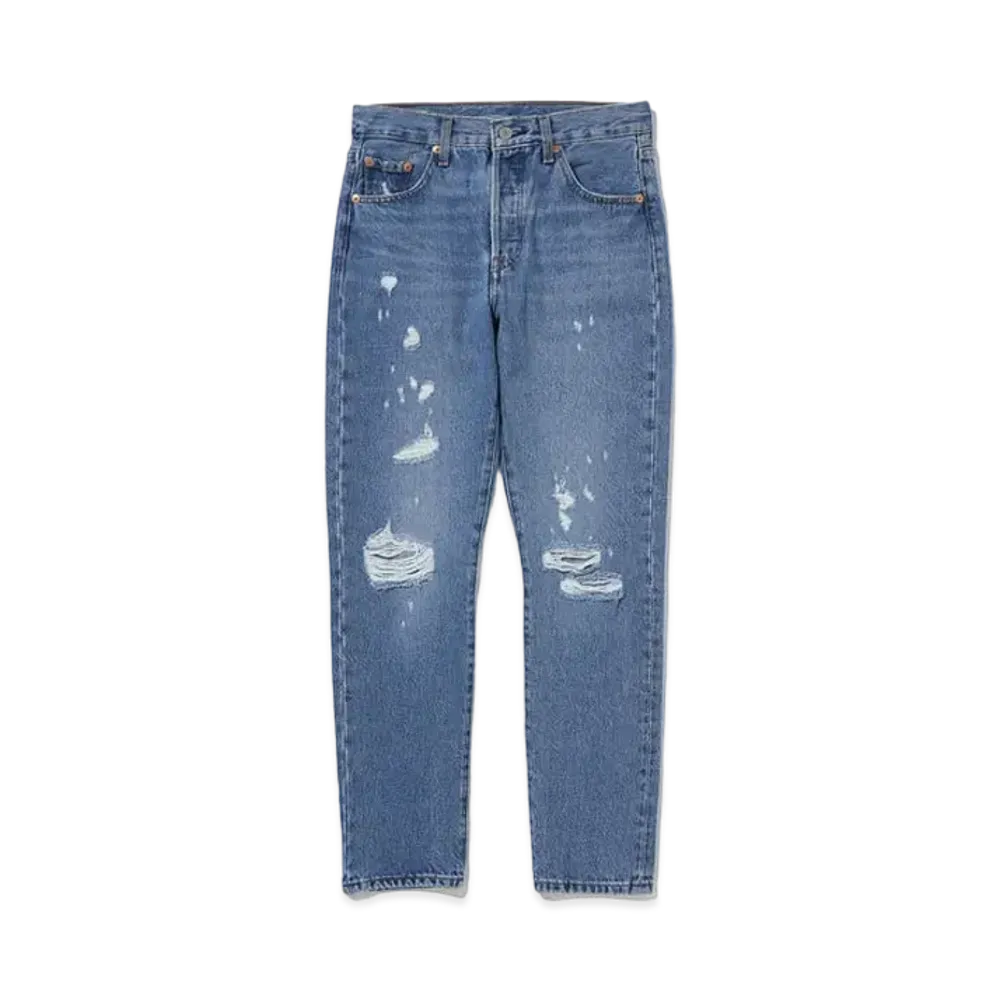 Levi's 501 Skinny Medium Indigo Destructed "Light Indigo"