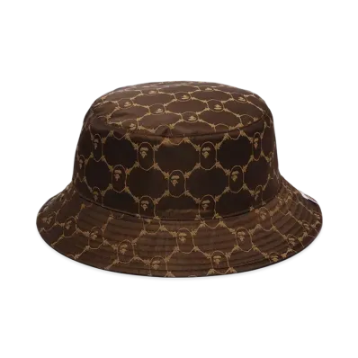 A BATHING APE College Monogram Reversible Buckle Hat "Brown"