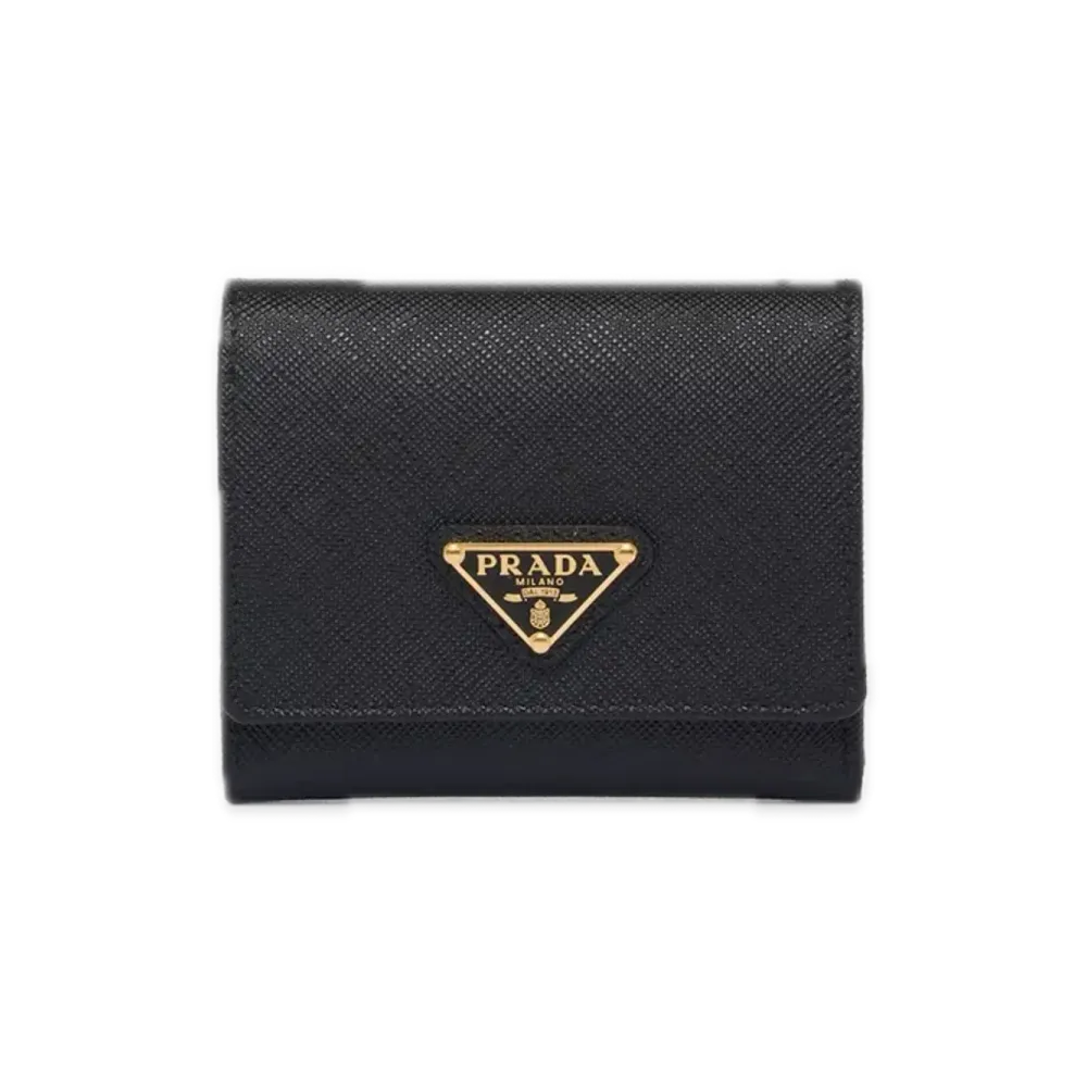 PRADA Saffiano Triangle Wallet "Black"