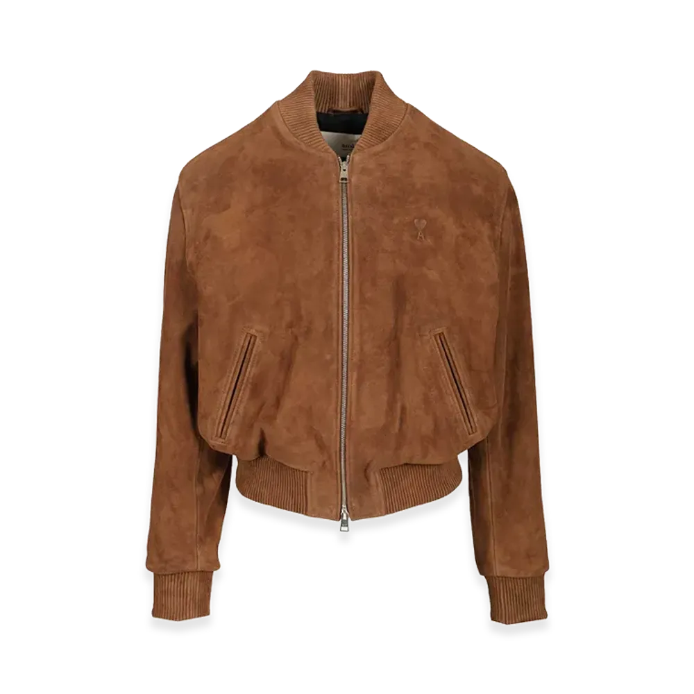 AMI PARIS Goat Suede Jacket "Brown"