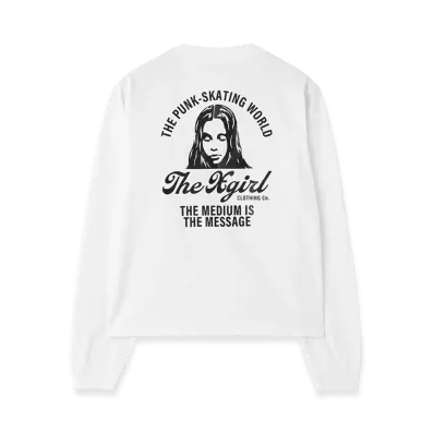 X-Girl Women's Arch Logo And Face L/S Tee "White"
