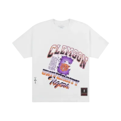 Travis Scott x M&N x Clemson University Handdrawn Tee "White"